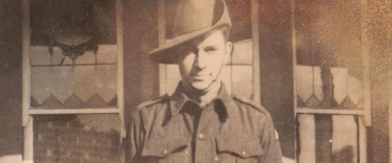 Bill Eaton, Bongaree Centenarian in his WWII uniform