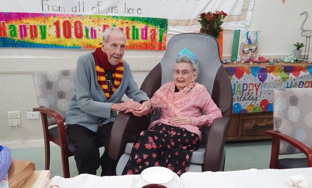 Bert congratulates Dell on her 100th birthday_crop.jpg