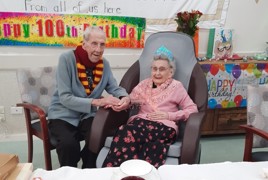 Bert congratulates Dell on her 100th birthday_crop.jpg