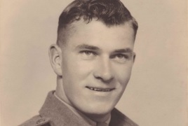 Bill Eaton, Bongaree Centenarian in his WWII portrait 
