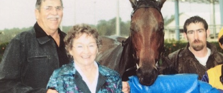 Neil and Patricia with their winning racehorse Neil and Patricia with their winning racehorse