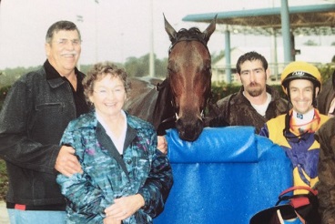 Neil and Patricia with their winning racehorse