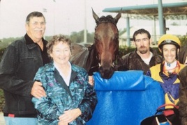 Neil and Patricia with their winning racehorse