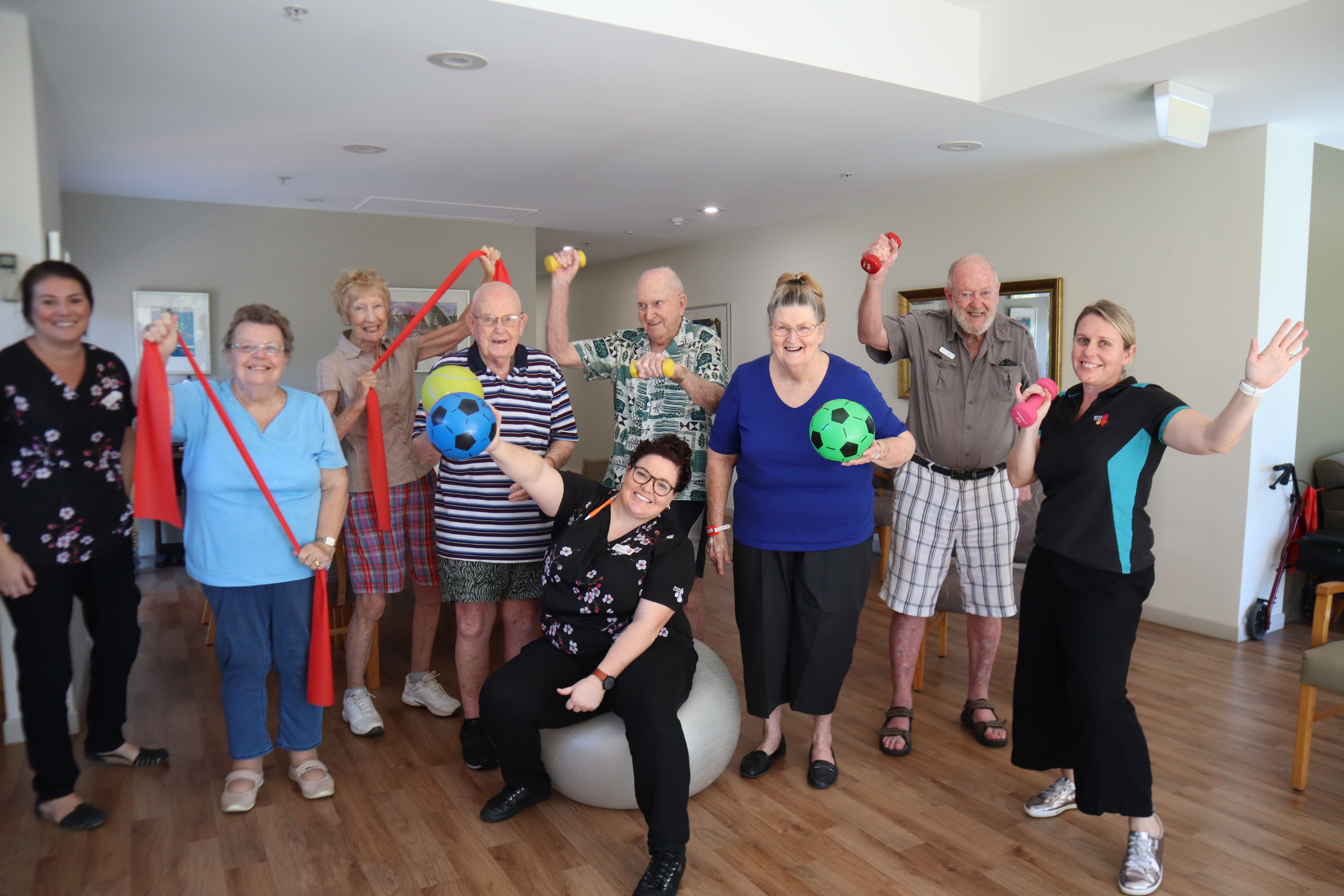 Tantula Rise retirement village residents are taking part in weekly exercise class from Bolton Clarke at home support .JPG