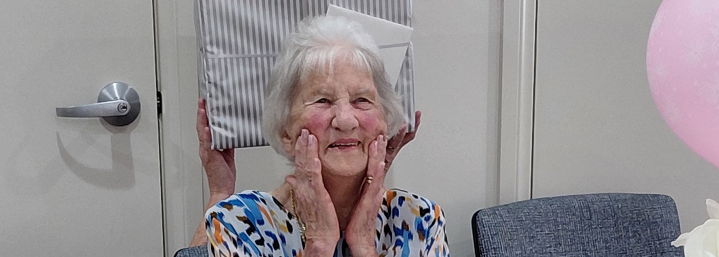 Heather on her 100th birthday.jpg