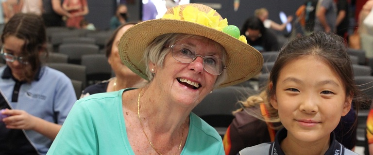 Joan and residents are getting know students from the local school Joan and residents are getting know students from the local school