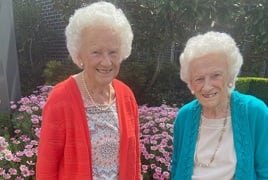 Pam and Pat celebrating their 90th birthday together