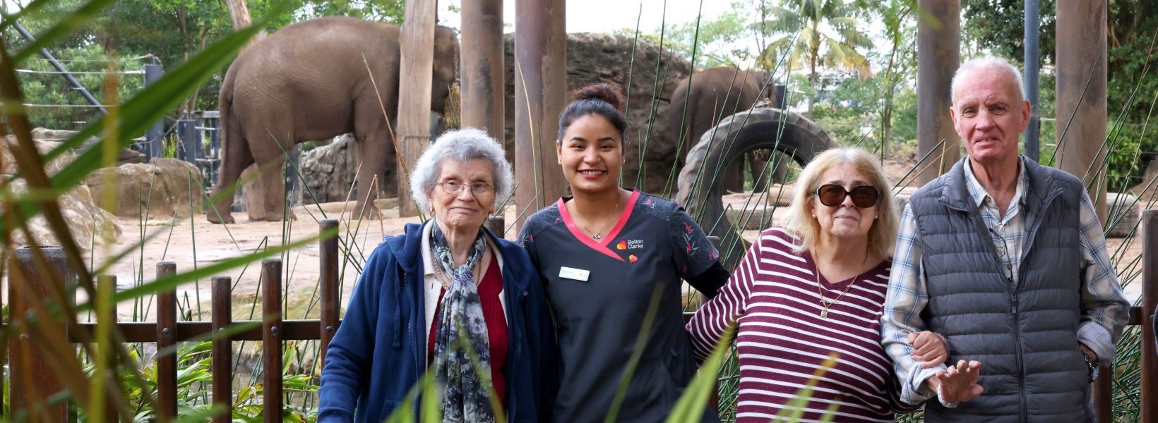 Nursing assistant Samjana supported Pemulwuy residents during their visits to Taronga Zoo where they saw many animals including elephants and (inset) Sumatran tigers. Nursing assistant Samjana supported Pemulwuy residents during their visits to Taronga Zoo where they saw many animals including elephants and (inset) Sumatran tigers.