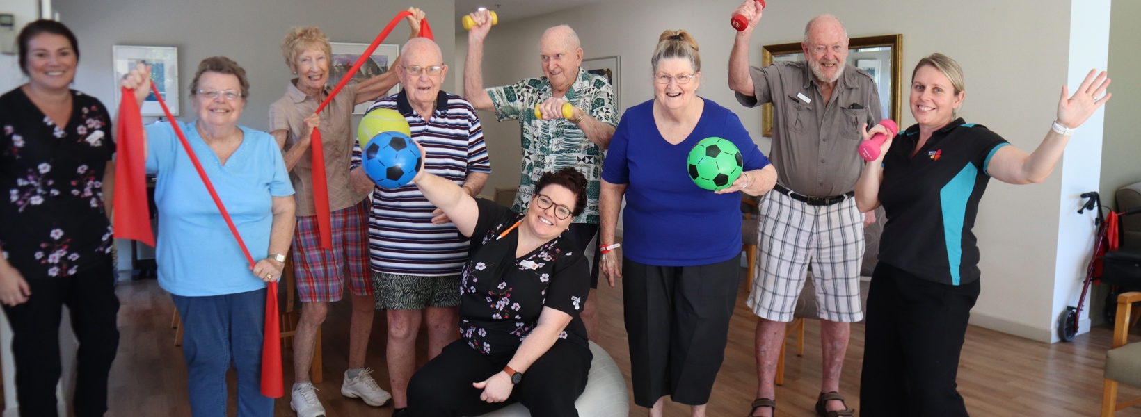 Tantula Rise retirement village residents are taking part in weekly exercise class from Bolton Clarke at home support .JPG