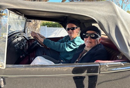 James going for a ride in a hot rod with owner Bruce_.jpg James going for a ride in a hot rod with owner Bruce_.jpg