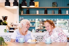 Carmen and Margaret at the Jacaranda Cafe Carmen and Margaret at the Jacaranda Cafe