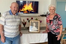 Celebrating their wedding anniversary together  Celebrating their wedding anniversary together